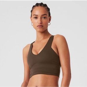 ALO Yoga Dark Olive Sports Bra & Biker Shorts Set